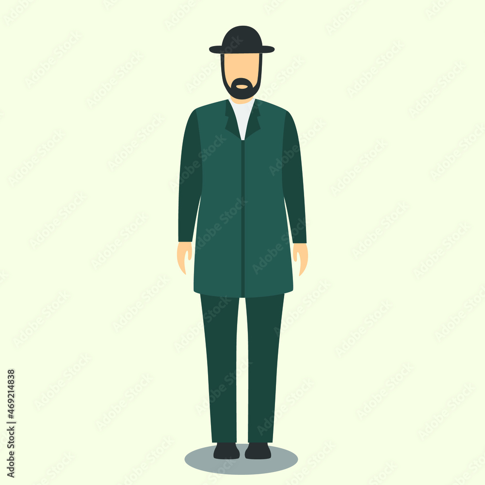 Jewish Man Cartoon Flat Illustration