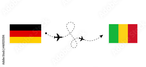 Flight and travel from Germany to Mali by passenger airplane Travel concept