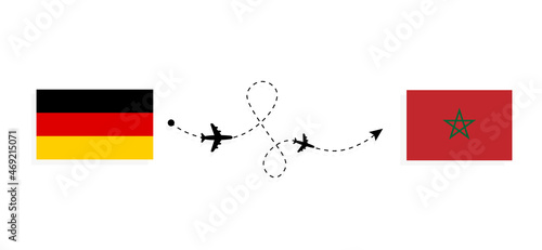 Flight and travel from Germany to Morocco by passenger airplane Travel concept