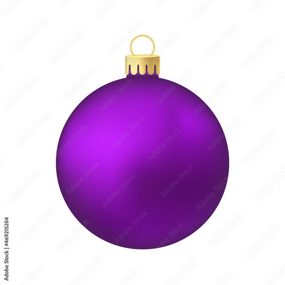 Purple violet Christmas tree toy or ball Volumetric and realistic color illustration Purple violet Christmas tree toy or ball Volumetric and realistic color illustration