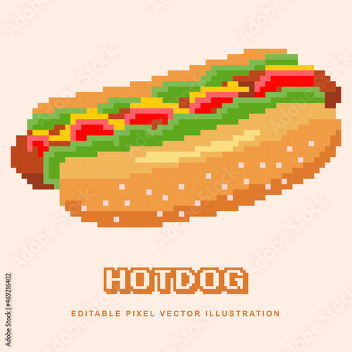 Pixel hotdog creative design icon vector illustration