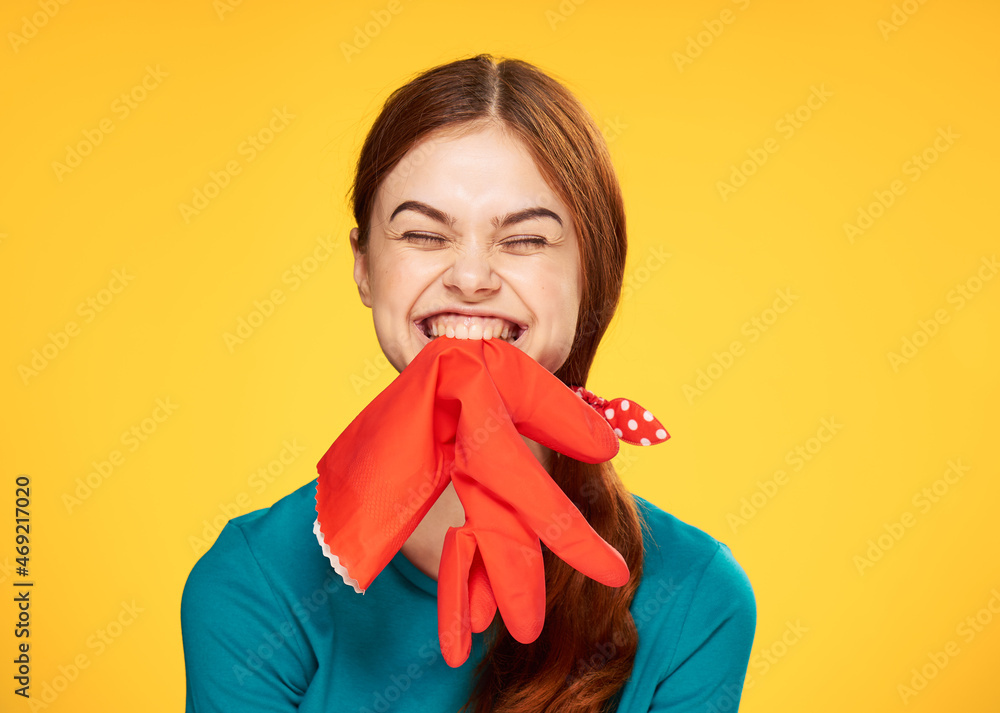 woman cleaning lady rubber gloves detergents housework woman cleaning lady rubber gloves detergents housework