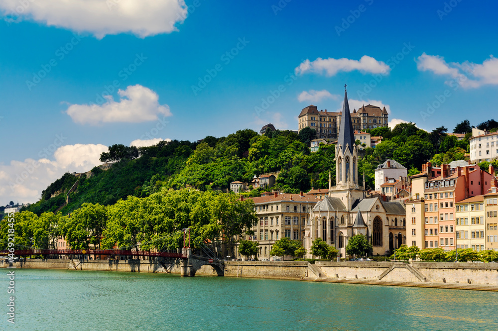 Church of Saint Georges and Saone river, Lyon, France