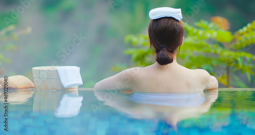 woman relax in hot spring photo