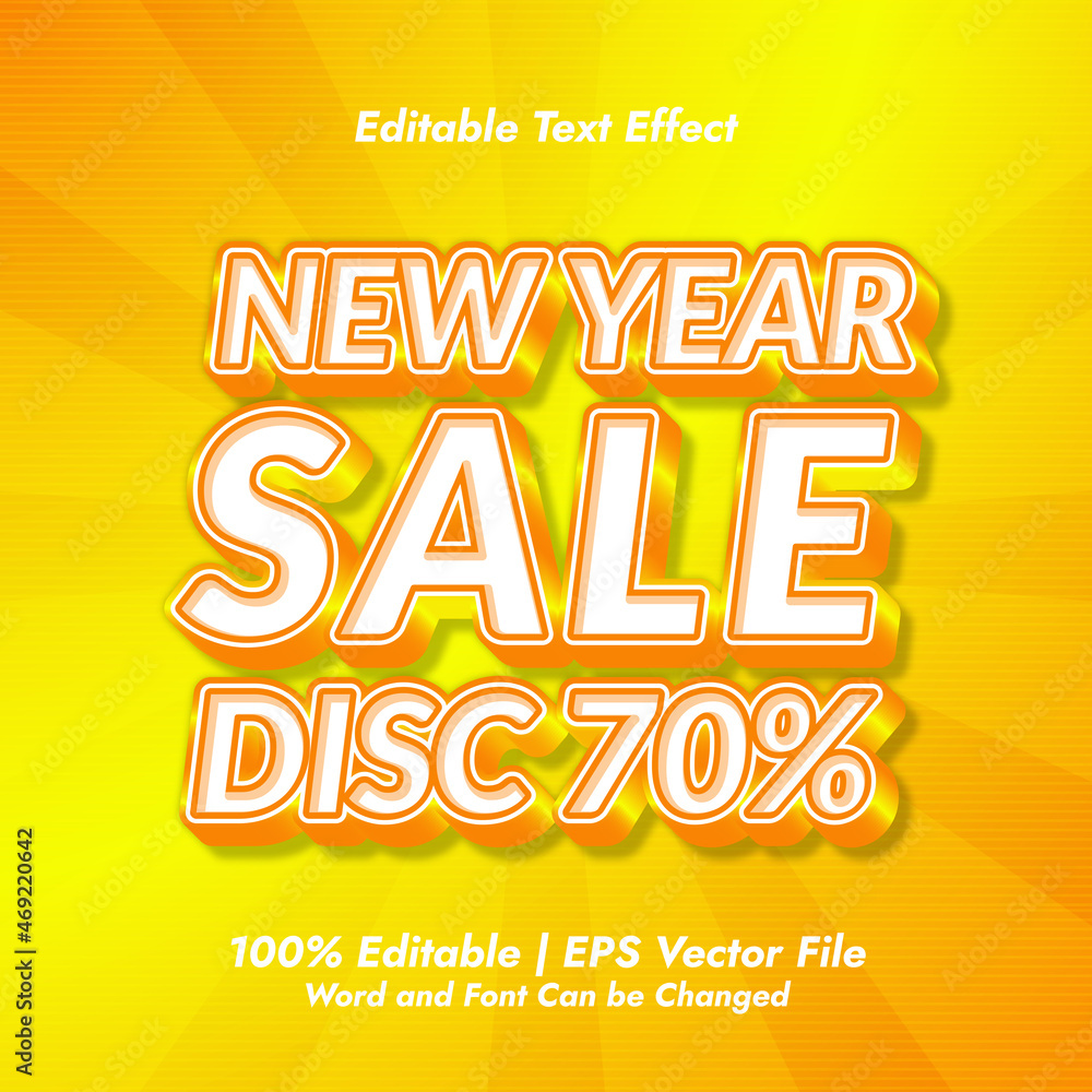 New Year Sale 3d editable text effect vector
