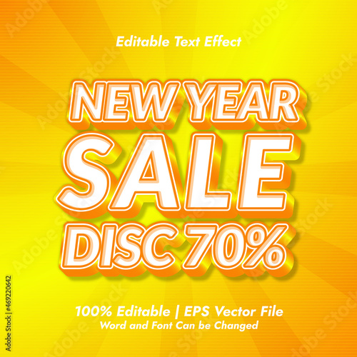 New Year Sale 3d editable text effect vector