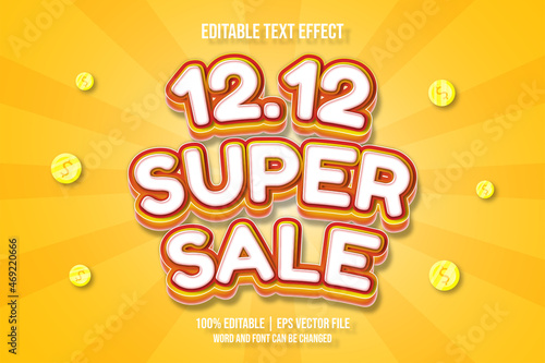 12 12 super sale 3d editable text effect Vector