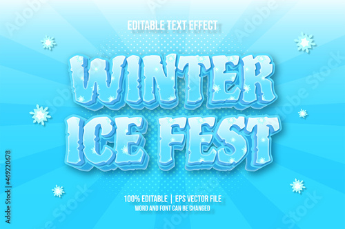 winter ice fest 3d editable text effect Vector