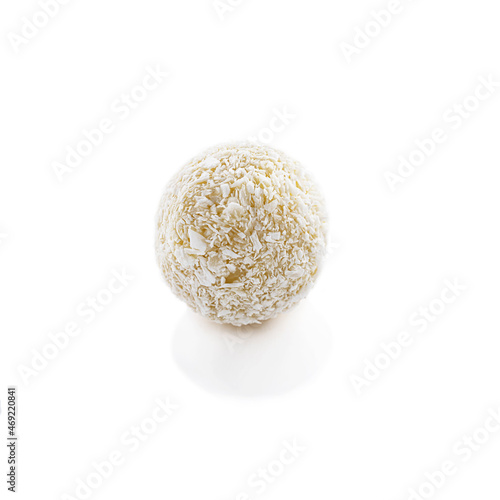 Coconut truffle isolated on a white background.