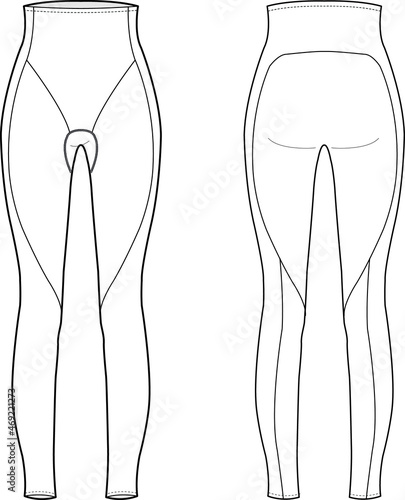 women compression tight front and back view template flat sketch vector illustration