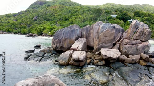 Seychelles La Digue Rocks Aerial Drone6.mp4 photo