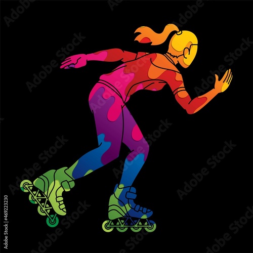 Roller blade Player Extreme Sport Action Cartoon Graphic Vector