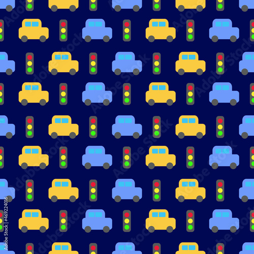 Cartoon cars seamless pattern. Vector illustration.