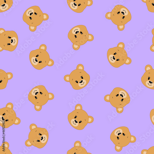 Cute cartoon bear. Vector illustration. Seamless pattern.