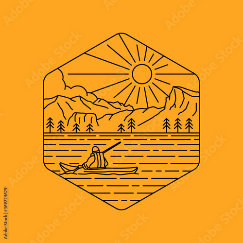 Sarek National Park in mono line art, patch badge design, emblem design, T-Shirt Design