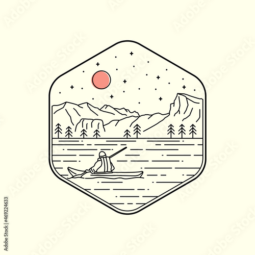 Sarek National Park in mono line art, patch badge design, emblem design, T-Shirt Design