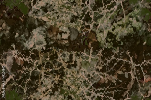 Abstract seamless brown and green camouflage texture. Natural vector pattern of wavy lines and spots