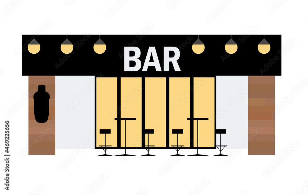 Fototapeta premium シンプルなお店のイラスト barバー スタイリッシュな酒場の建物のイラスト