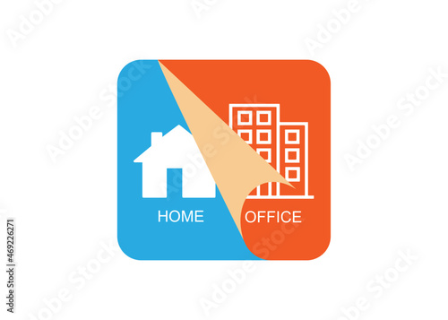 Flipped work at home icon. Remote work and Flipped calssroom.