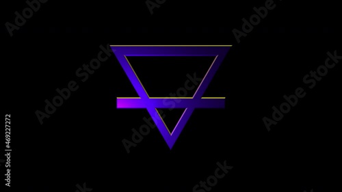 Alchemical Symbol For Earth Icon Animation. Purple text with alpha channel. Esoteric Alchemy symbology