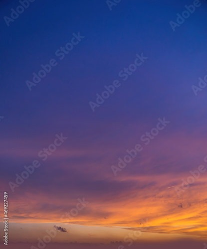 Beautiful view of sky with clouds at sunrise. Partly cloudy. Colorful sunset. Natural sky background texture  beautiful color.