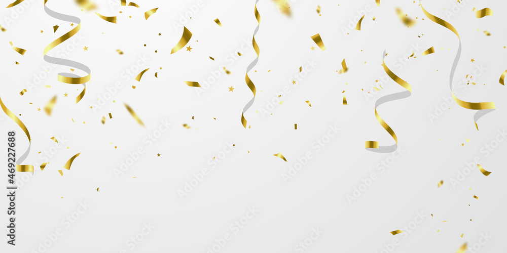 Celebration background template with confetti and gold ribbons. luxury greeting rich card. Celebration background template with confetti and gold ribbons. luxury greeting rich card.