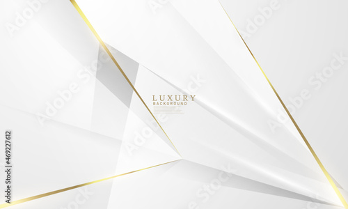 Abstract white and gray background with gorgeous golden line decoration.