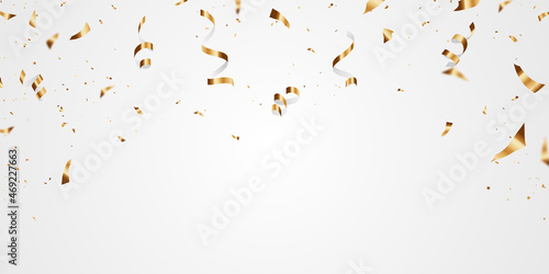 Celebration background template with confetti and gold ribbons. luxury greeting rich card.