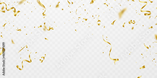 Celebration background template with confetti and gold ribbons. luxury greeting rich card.