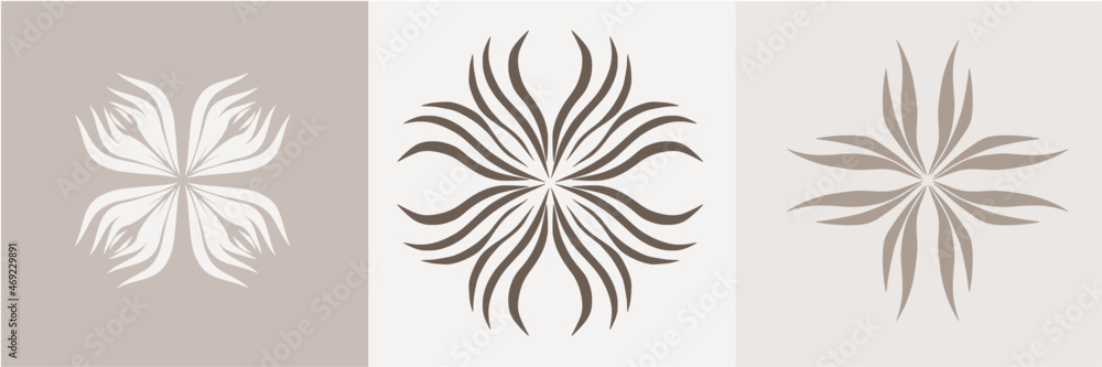 Vintage floral motif vectors for logo designs