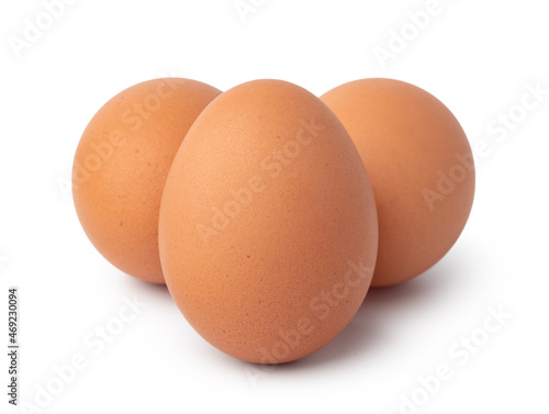 Brown chicken eggs isolated on a white background