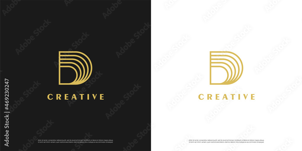Letter D logo icon line design template elements Letter D logo icon line design template elements