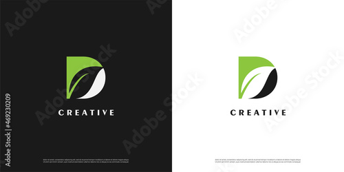 Letter D logo icon leaf design template elements