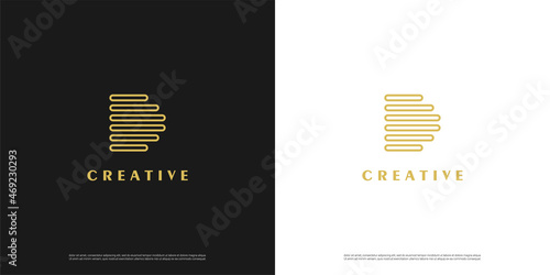 Letter D logo icon line design template elements