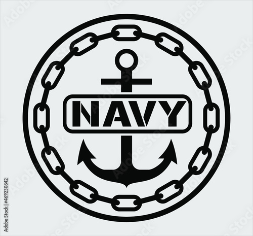 Navy symbol. Anchor in the middle of a circle from a chain