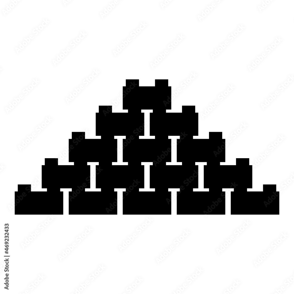 Pyramid of bricks icon black color vector illustration flat style image