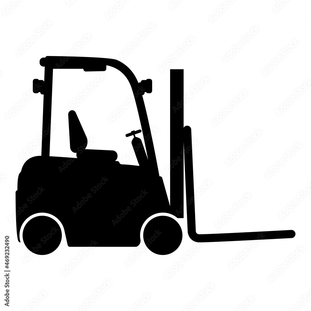 Forklift Loader Fork lift warehouse truck silhouette icon black color ...