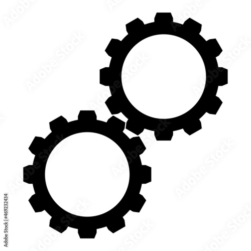 Two gears gearwheel cog set Cogwheels connected in working mechanism icon black color vector illustration flat style image