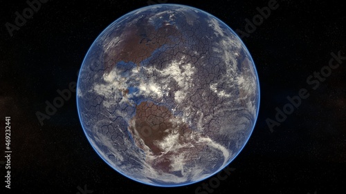 Fotografia Vision of dried oceans on Earth as a result of catastrophic climate change