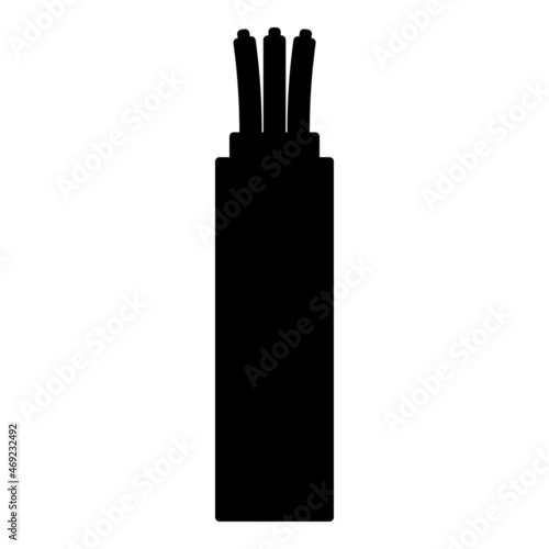 Wire Cord electrical cable curved power optical fibre icon black color vector illustration flat style image