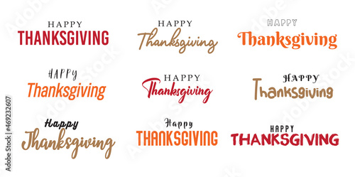 Happy Thanksgiving beautiful hand-drawn lettering typography over white background