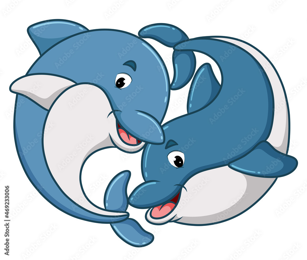 The couple dolphin is swimming together The couple dolphin is swimming together