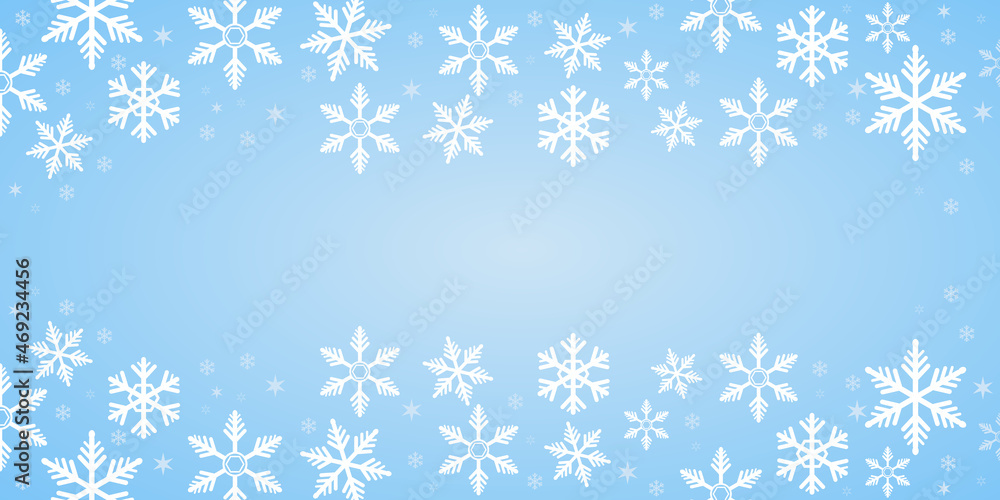 blue banner Christmas background with snowflake border