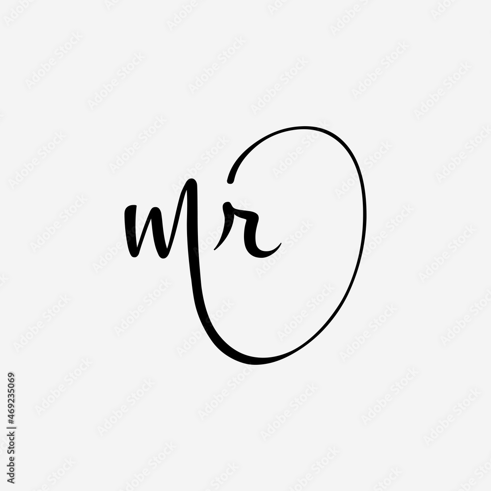 Letter M R Initial handwriting logo vector template.