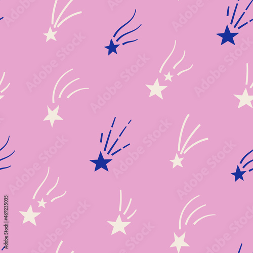 Seamless vector stars pattern. Starry pink background. For fabric, textile, wrapping, cover etc.
