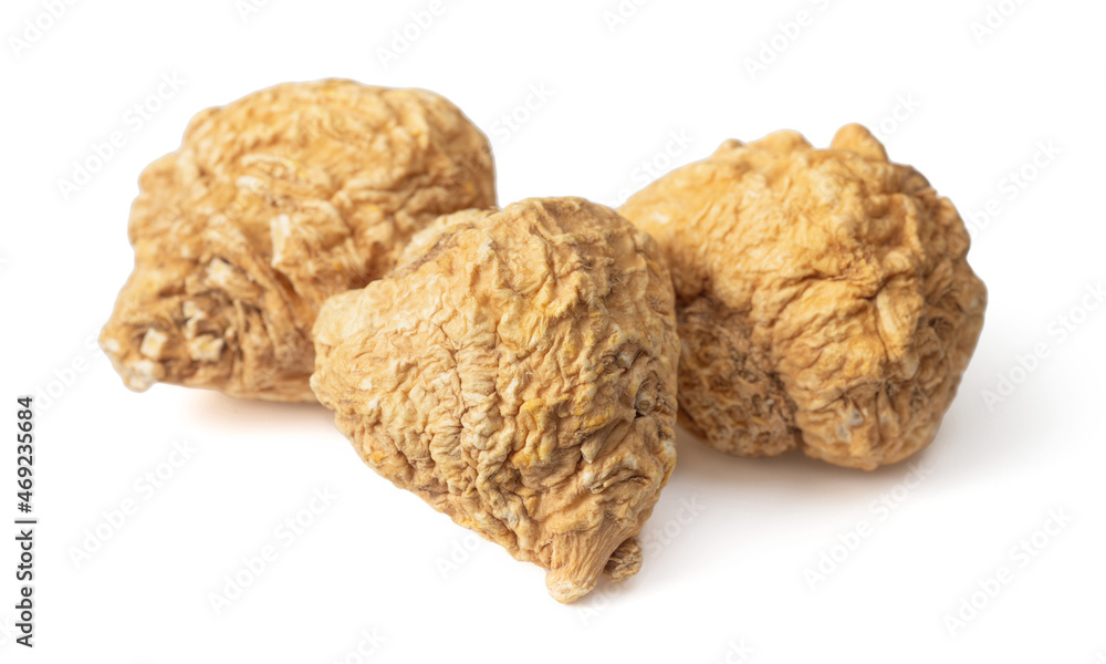 Dried yellow Maca roots isolated on white background Dried yellow Maca roots isolated on white background