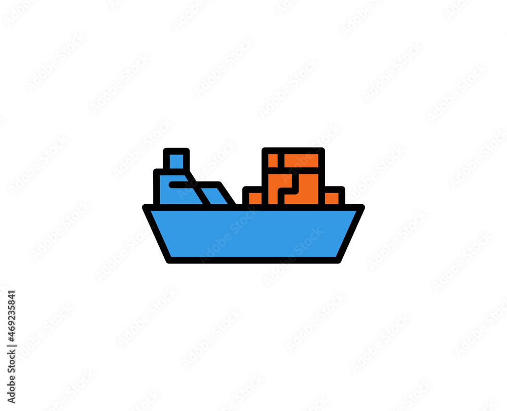 Obraz premium Ship line icon. Vector symbol in trendy flat style on white background. Commerce sing for design.