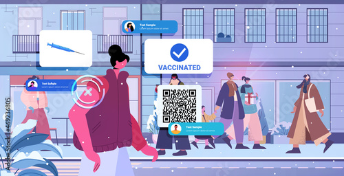 vaccinated people using digital immunity passport with qr code successful covid-19 vaccination concept
