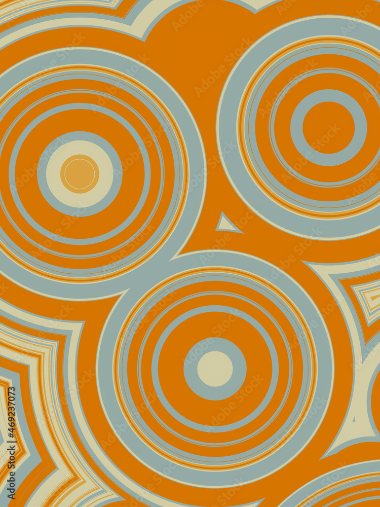 Fototapeta premium Line art colored circles. Abstract fluid backdrop. 3d rendering illustration