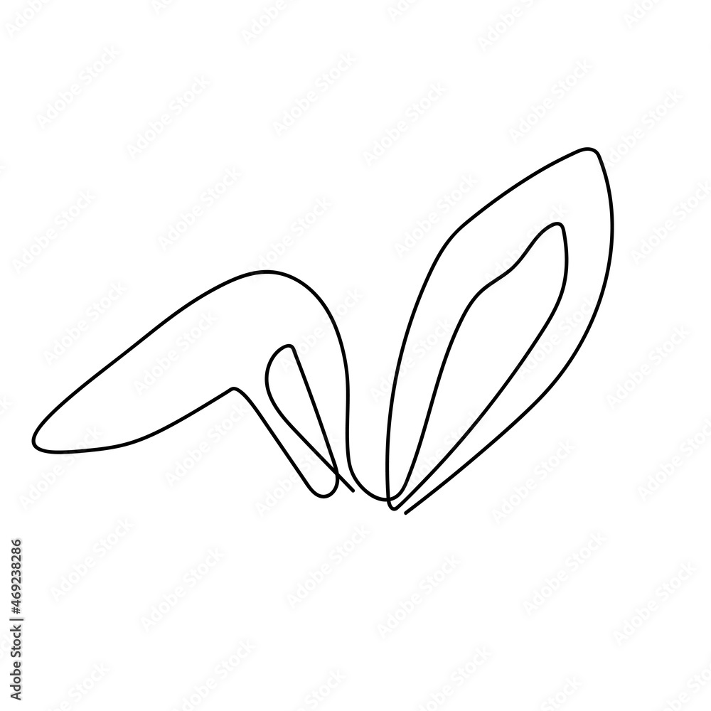 Continuous line drawing of easter rabbit ears, vector minimalistic hand drawn illustration. Continuous line drawing of easter rabbit ears, vector minimalistic hand drawn illustration.